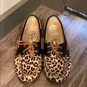 Leopard Faux Fur Sperry Boat Shoes